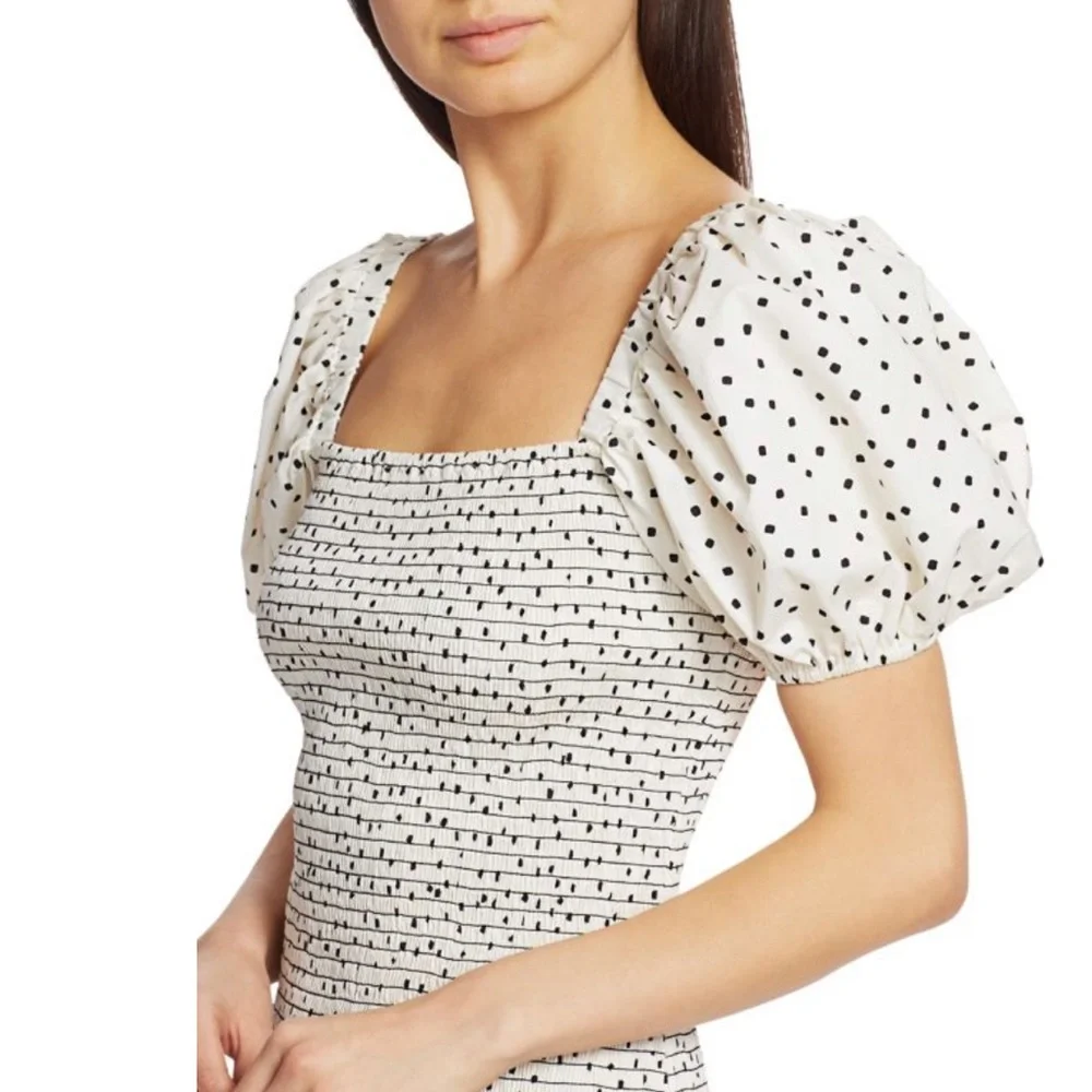 NWOT Tanya Taylor Eden Smocked Polka Dot Mini Dress, XS - Picture 3 of 5